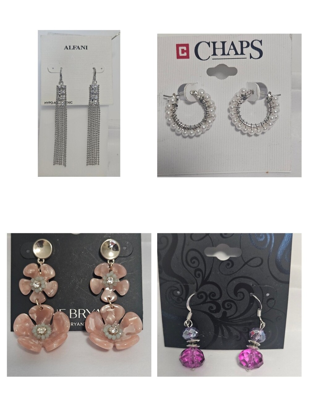 NWT Jewelry Lot: 4 Pairs Chaps / Lane Bryant /Alfani /gnw